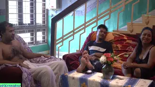 Indian Bhabhi Surrounded in a Wild Gangbang