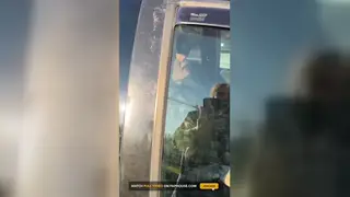 Tattooed Blonde Flashes Toy in Car for Husband
