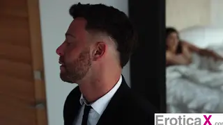 Hairy Brunette Teases Slow Sensual Blowjob Before Deep Throat