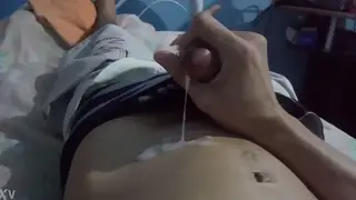 Solo Performer Strokes to Cumshot on Live Webcam Feed