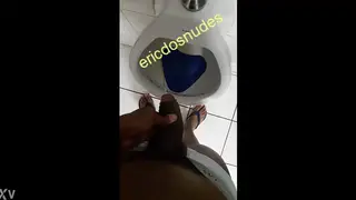 Latino Twink Pisses in Public Bathroom
