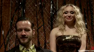 Blonde Dominatrix Teases Bound Sub with Pegging and Toys