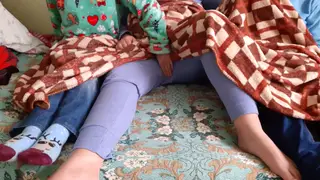 Stepsister Gives Handjob During Lesbian Threesome