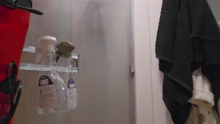 Chubby Bear Strokes to a Cumshot in the Shower