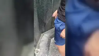 Muscular European Men Piss at Urinals