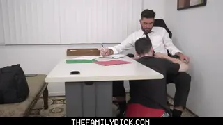 Twink Stepson Serves Stepdad Bareback at Office Desk
