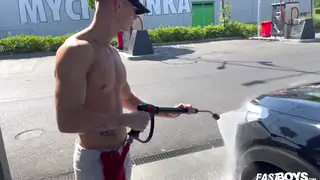 Teen Hunk Oils Muscular Body Outdoors In Underwear