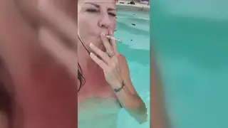 Busty Mature Woman Squirts While Naked by the Pool